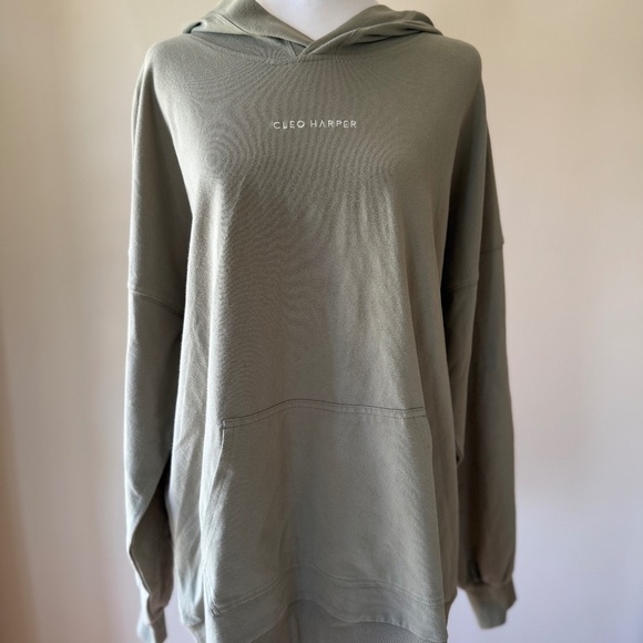 Cleo Harper Tops - Cleo Harper Activewear Oversized NYC Street Hoodie in Sage Green Sweatshirt M